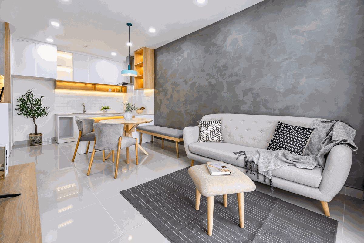 nội thất can hộ cho thuê phong cách công nghiệp