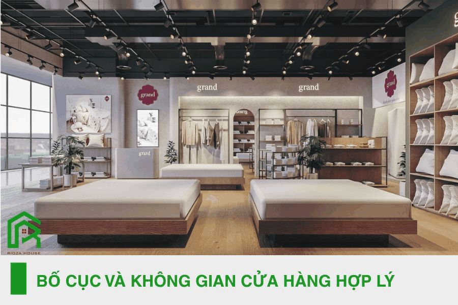 Bố cục và không gian cửa hàng hợp lý