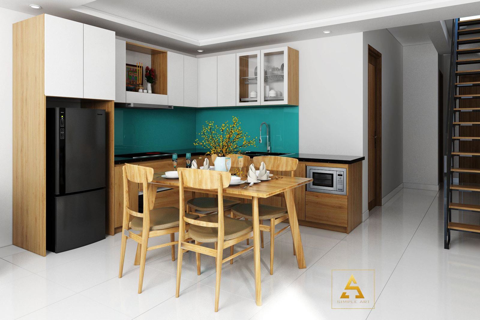 phòng bếp nhà gác lửng
