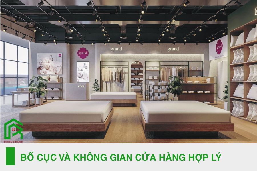 Bố cục và không gian cửa hàng hợp lý