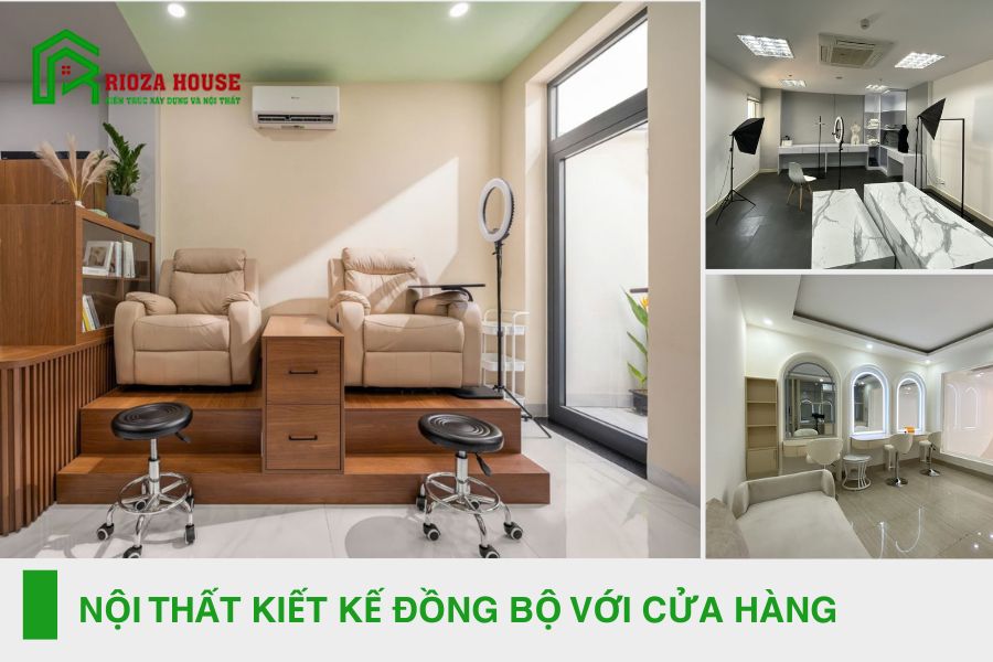 Nội thất kiết kế đồng bộ với cửa hàng