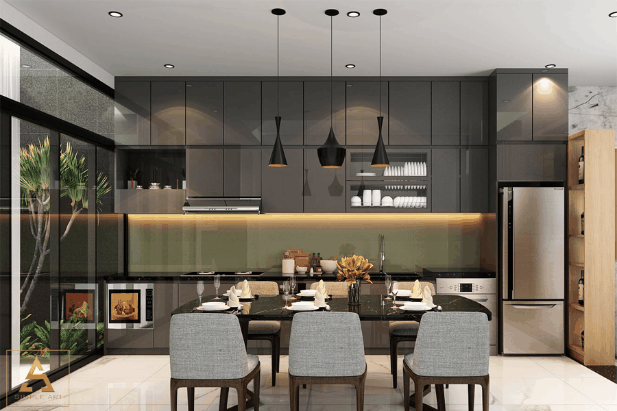 THIẾT KẾ THI CÔNG TỦ BẾP ACRYLIC ANH THUẬN – HÒA XUÂN, ĐÀ NẴNG
