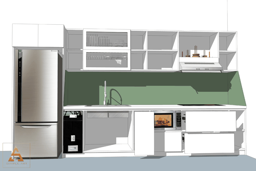THIẾT KẾ TỦ BẾP MDF MELAMINE – CHÚ CÚC, HẢI CHÂU – ĐÀ NẴNG