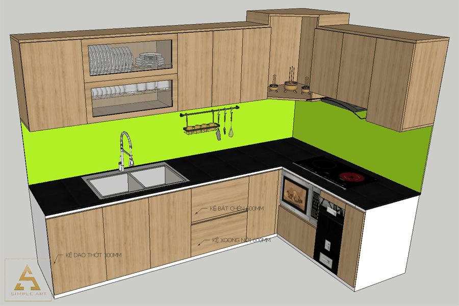 THIẾT KẾ TỦ BẾP MDF MELAMINE ANH ĐỨC – HÒA KHÁNH