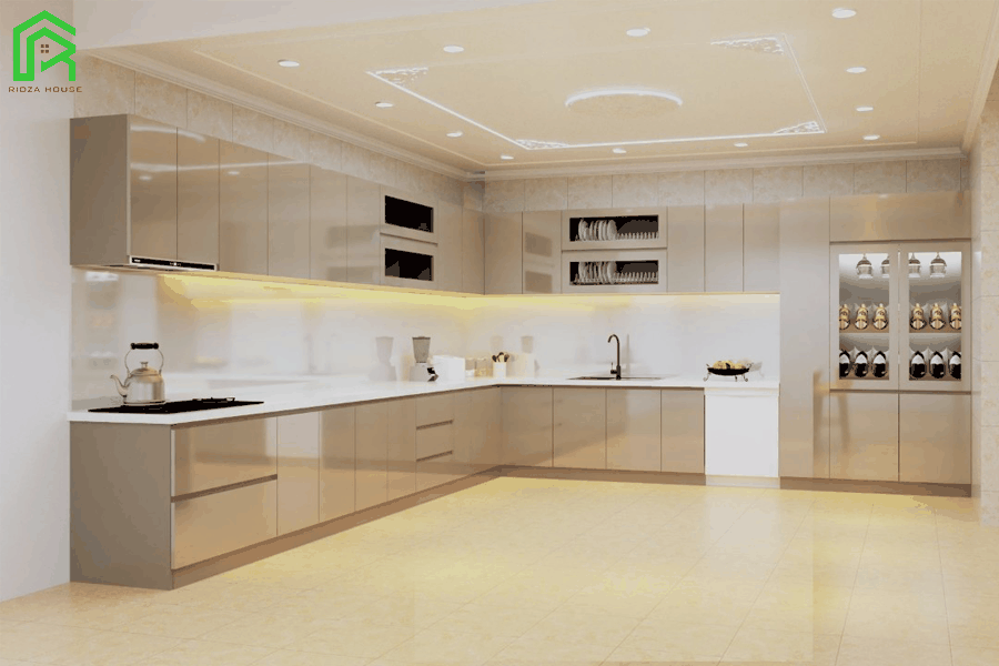 Tủ bếp Acrylic chữ L đẹp Đà Nẵng