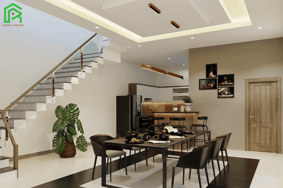 Tủ bếp MDF Acrylic chữ L kết hợp đen trắng đà nẵng
