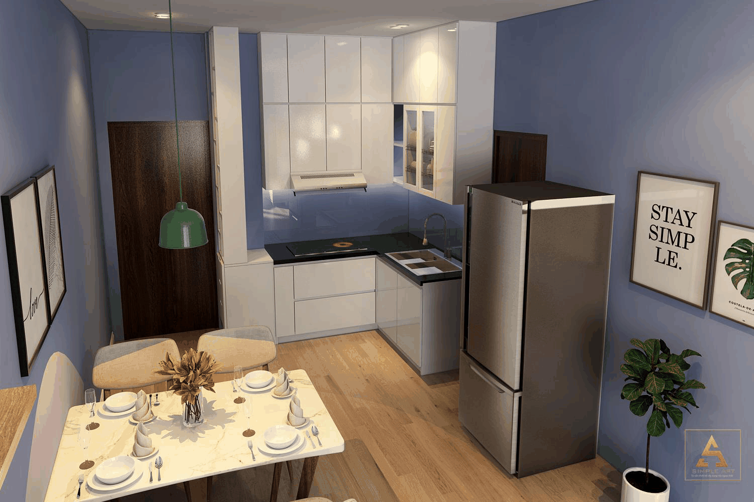 TỦ BẾP MDF MELAMINE CHỊ NGÂN – CHUNG CƯ BLUE HOUSE, ĐÀ NẴNG
