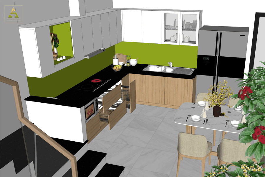 TỦ BẾP MDF MELAMINE NHÀ ANH TRUNG HÀ HUY TẬP